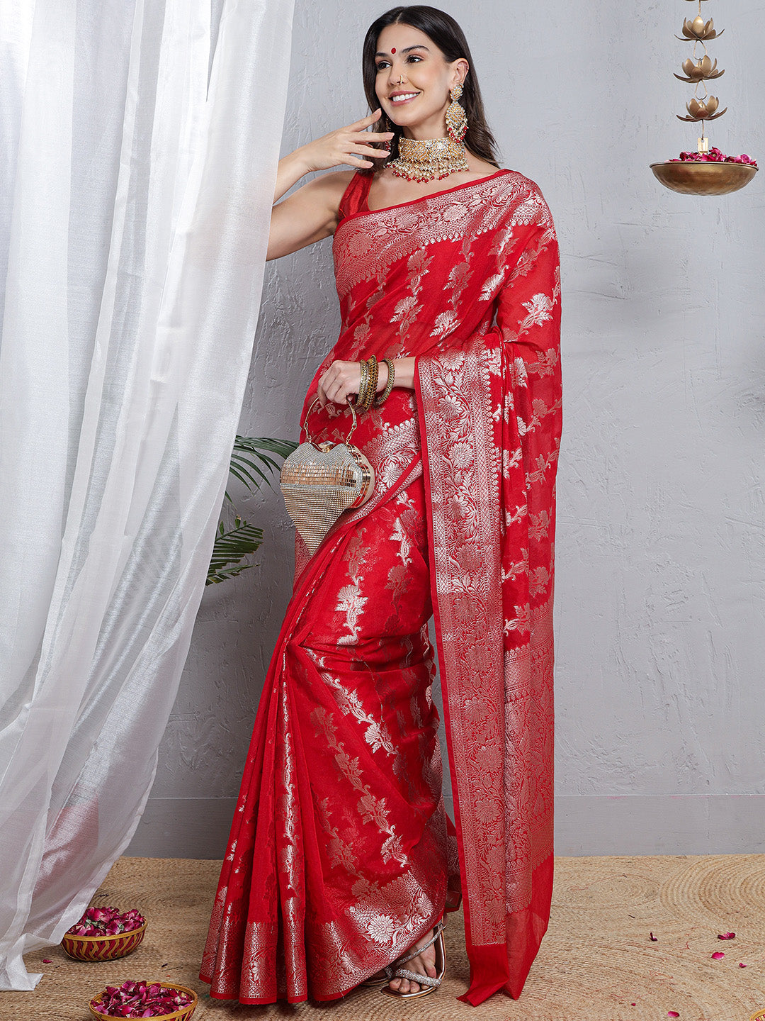 Banarasi Silk Heavy Zari Work - Red