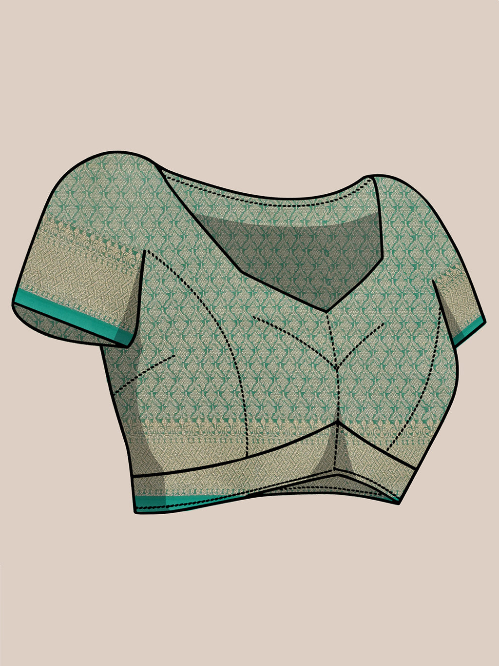 Banarasi Organza Woven Saree – Emerald Green