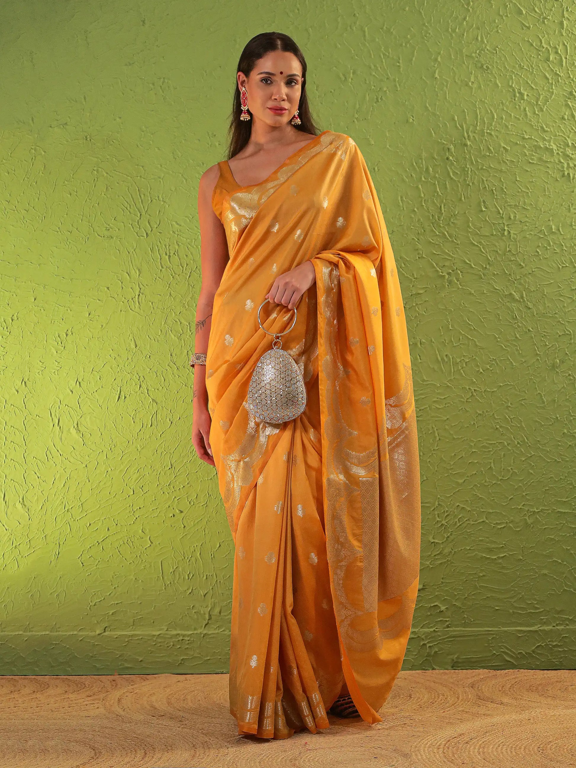 Banarasi Silk Mehrab Design Saree - Mustard Yellow
