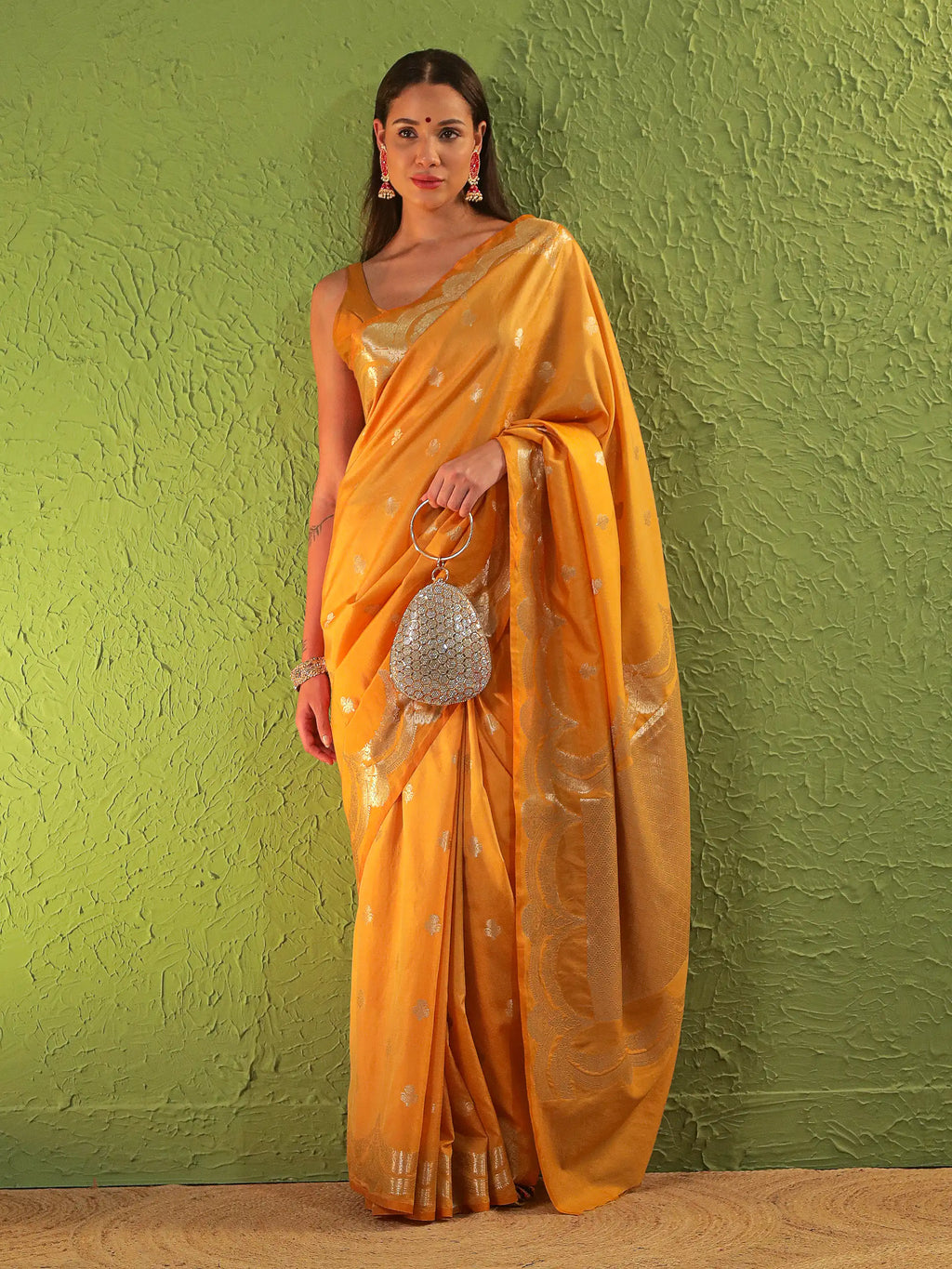 Banarasi Silk Mehrab Design Saree - Mustard Yellow