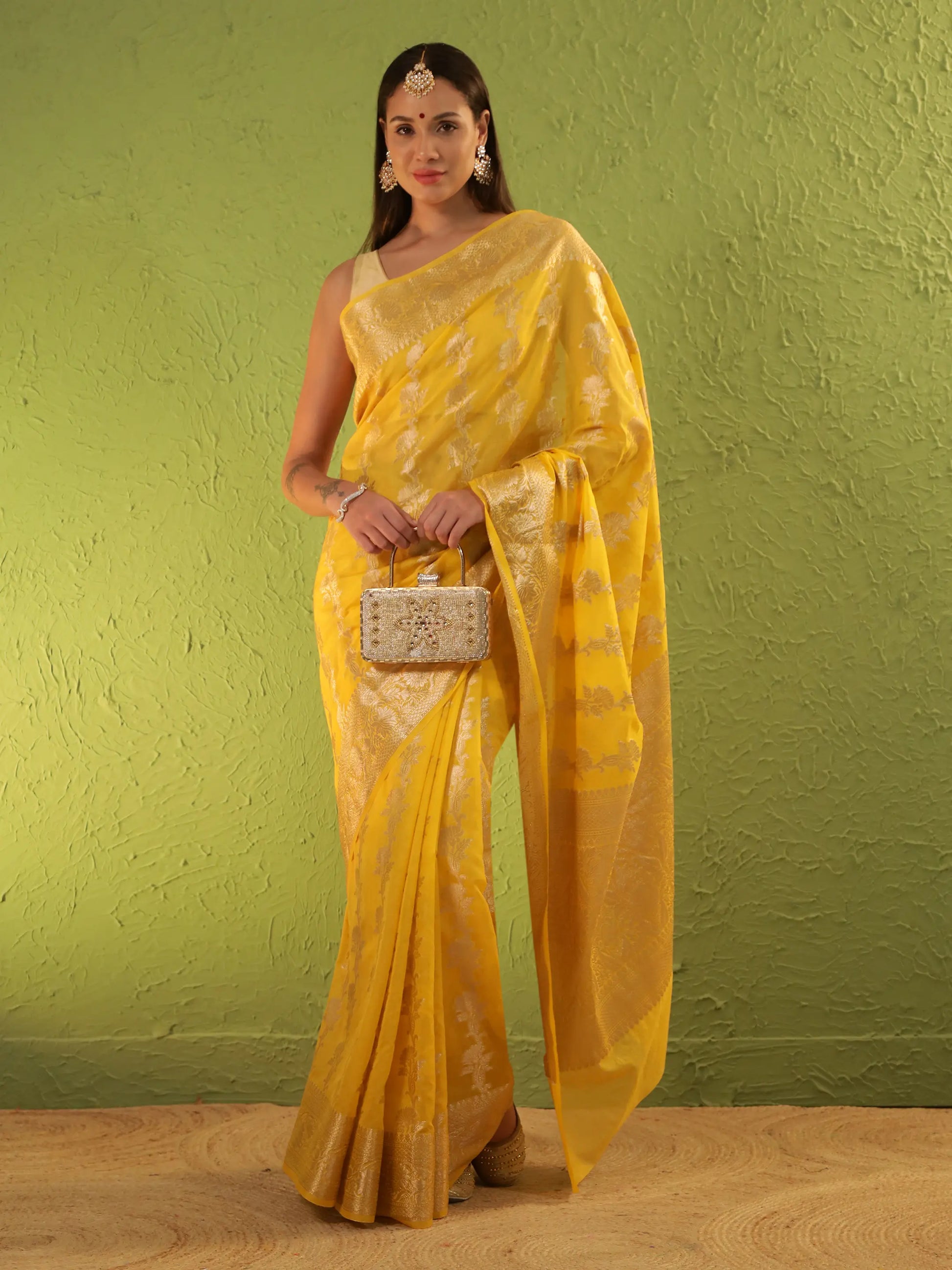 Banarasi Silk Heavy Zari Work - Haldi Yellow
