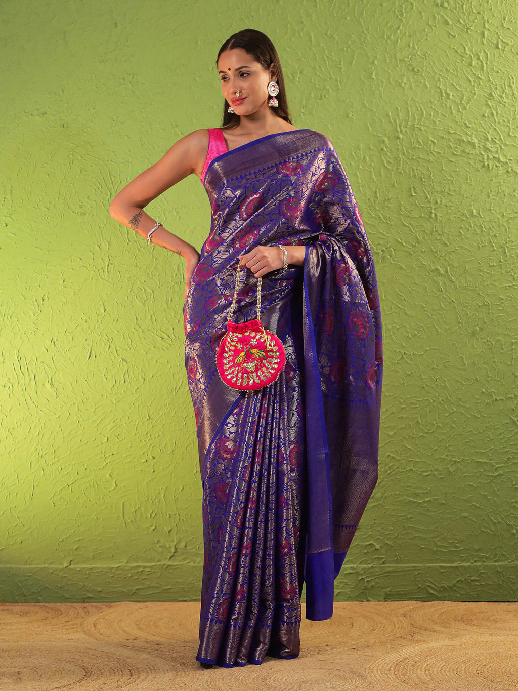 Banarasi Meenakari Silk Saree - Purple