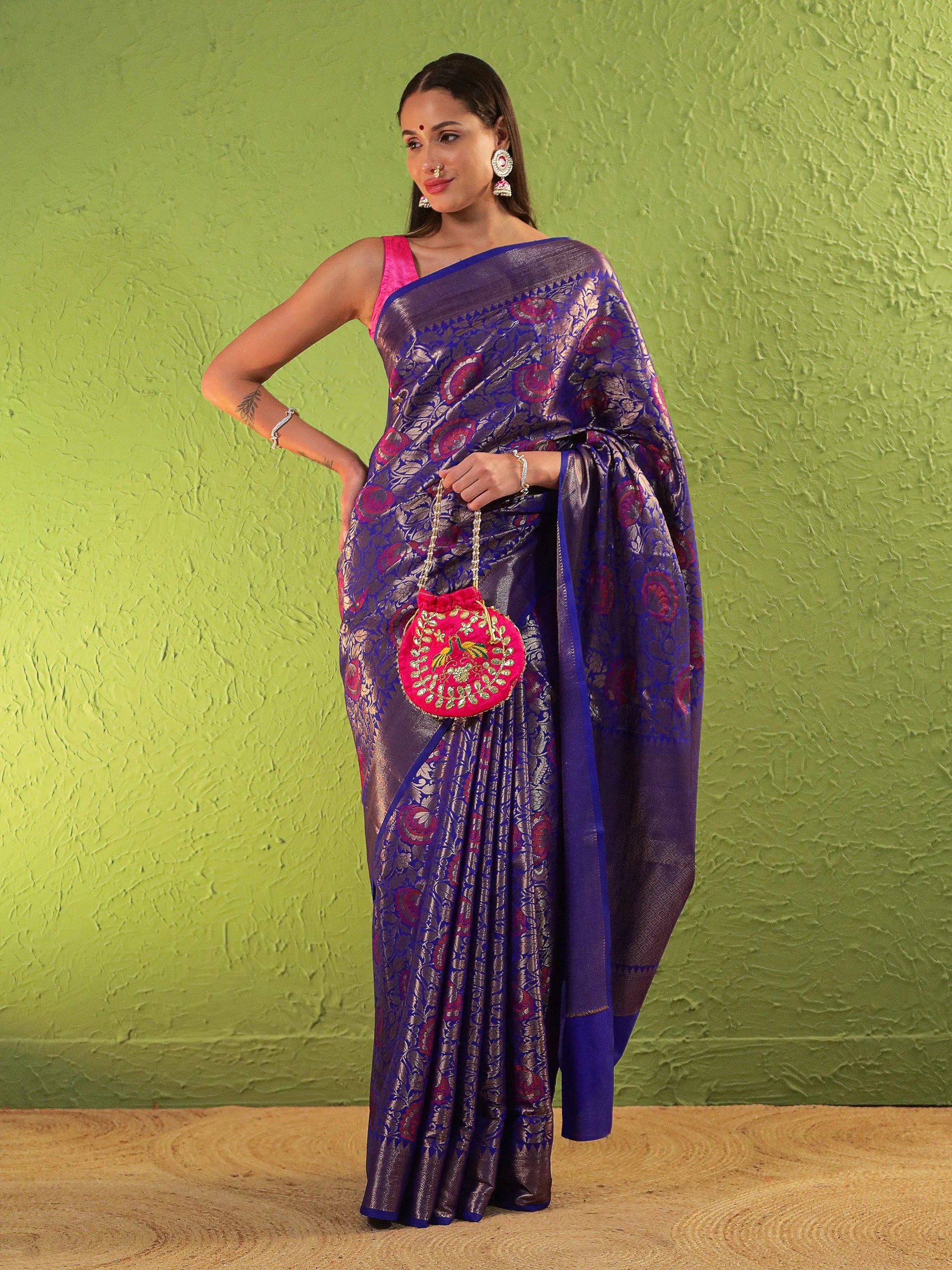 Banarasi Meenakari Silk Saree - Purple