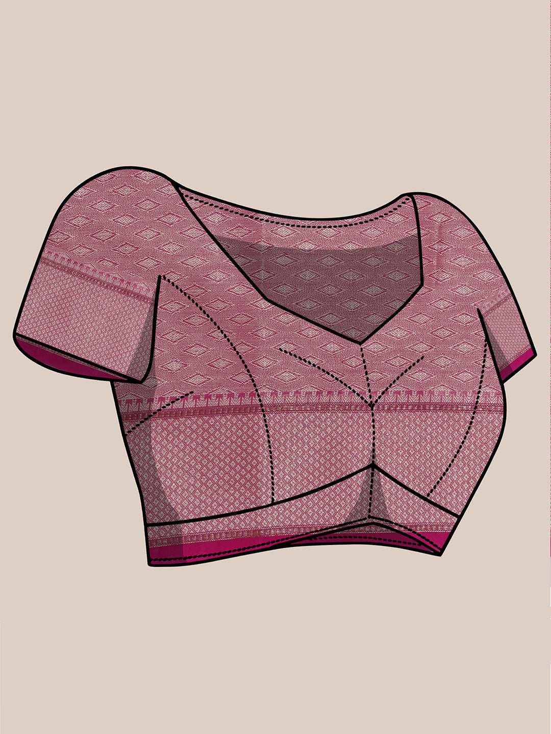 Banarasi Organza Broad Border Saree - Rani Pink