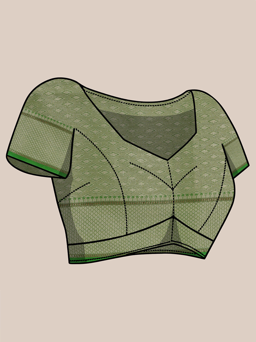 Banarasi Organza Broad Border Saree - Emerald Green