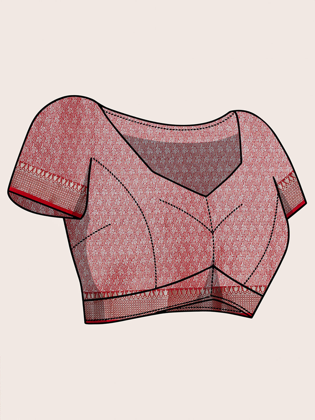 Banarasi Kota Silk Woven Skirt Border Saree - Deep Green & Red