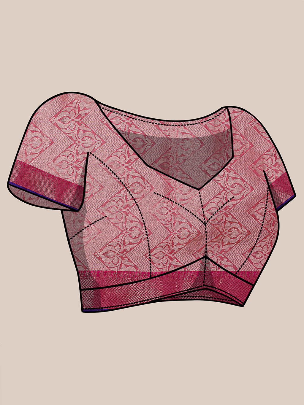 Banarasi Woven Tissue Skirt Border Saree - Orange & Pink