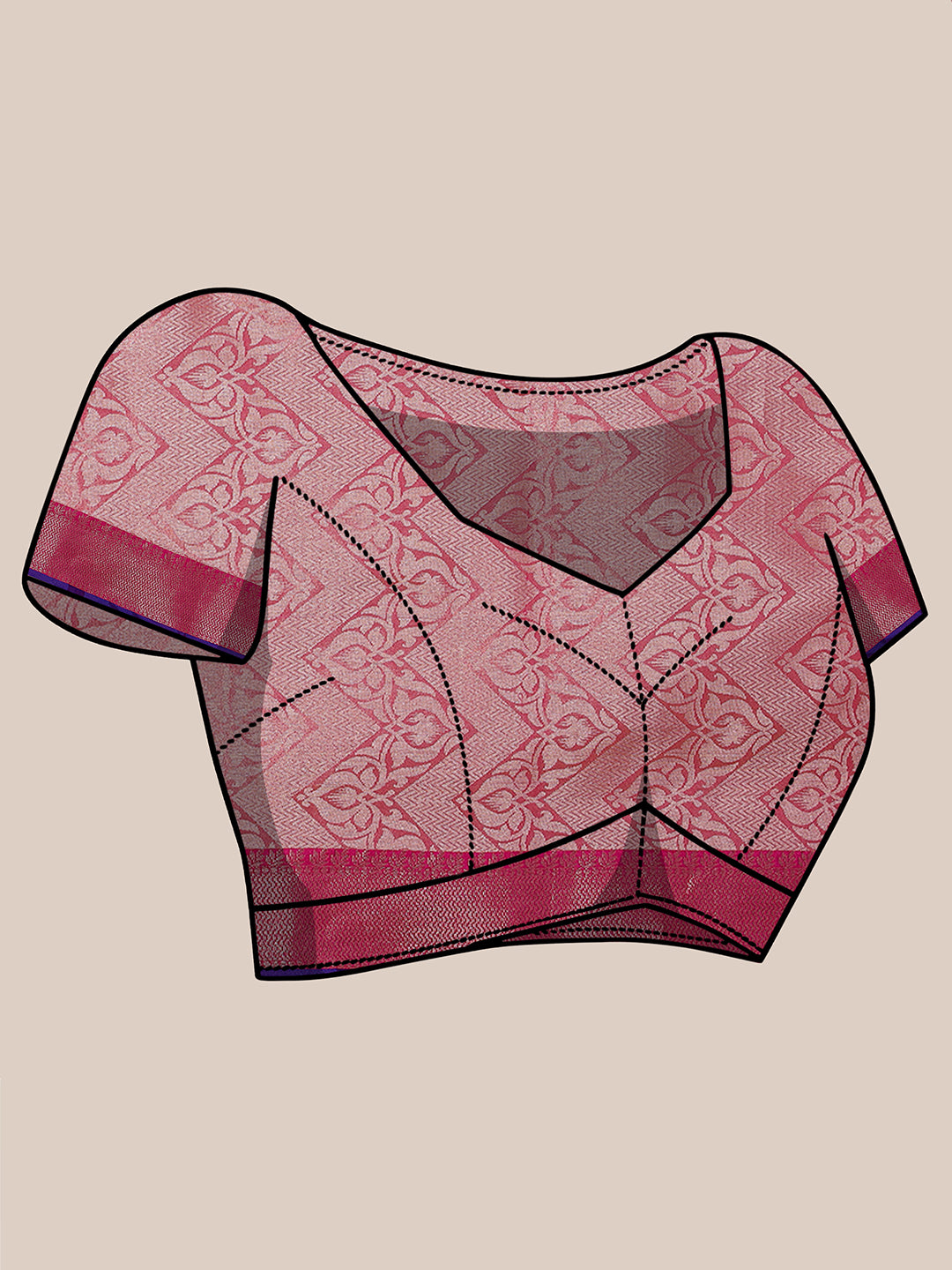 Banarasi Woven Tissue Skirt Border Saree - Orange & Pink