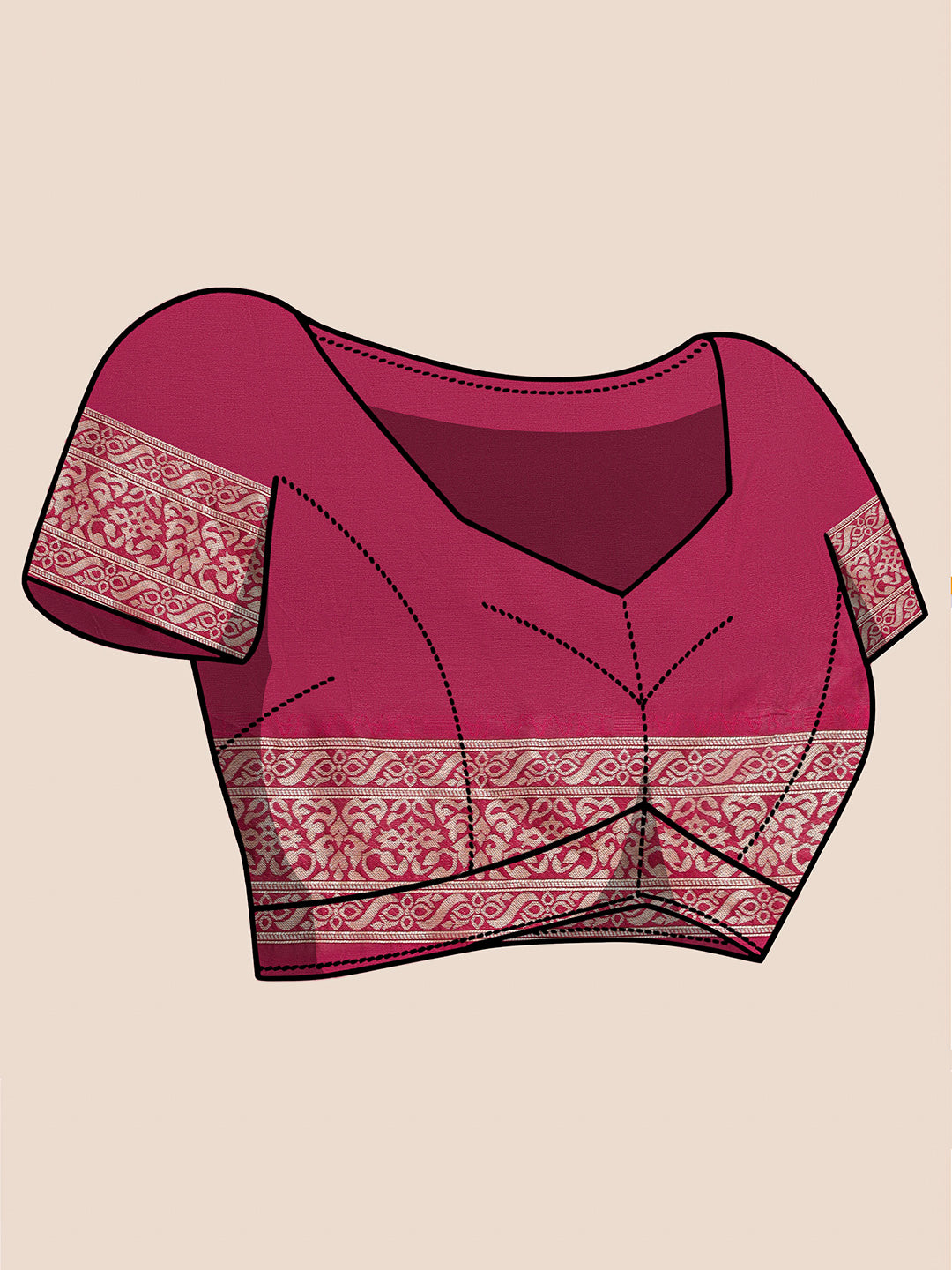 Brocade Silk Saree - Crimson