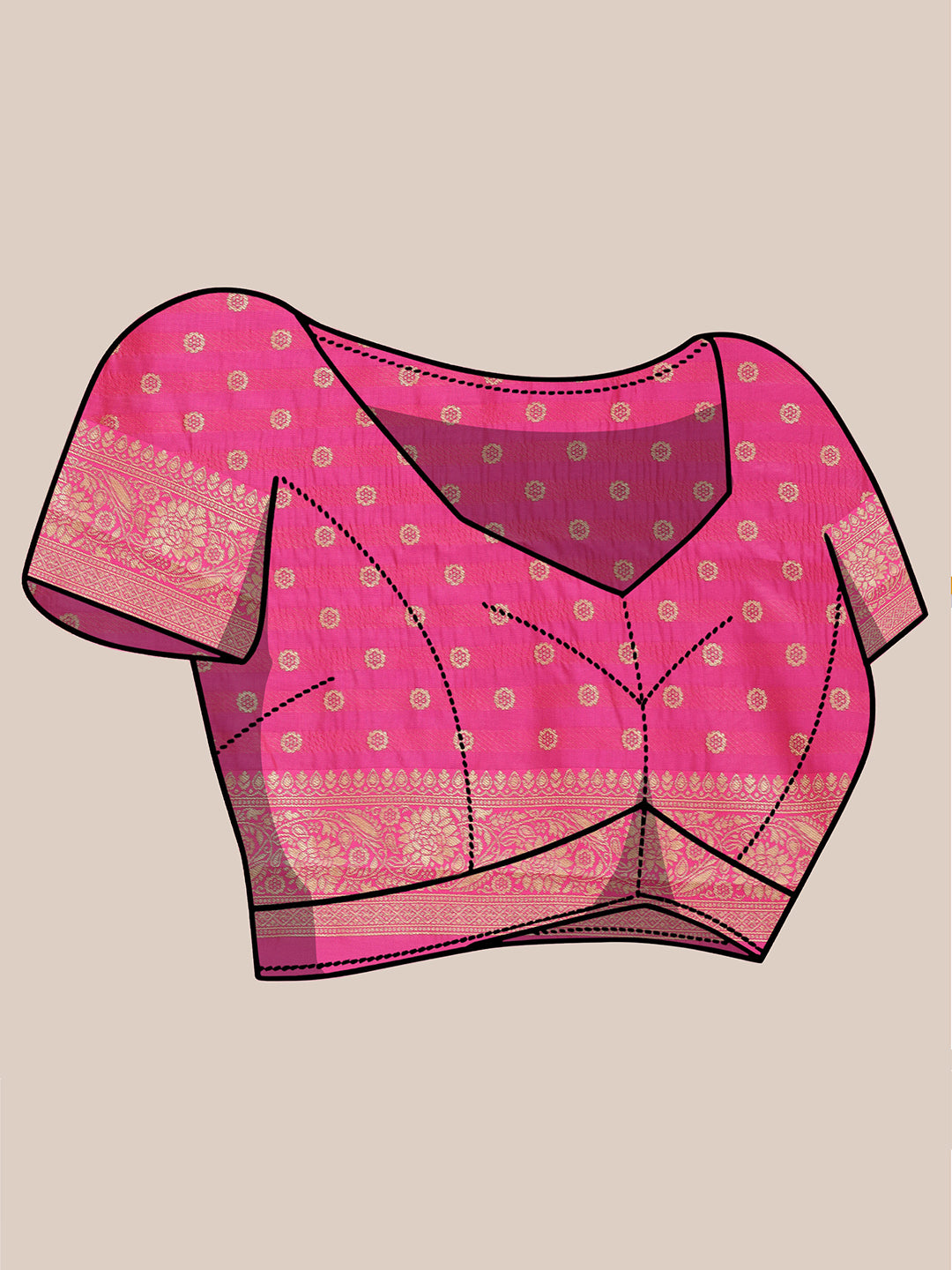 Banarasi Woven Silk Saree - Hot Pink