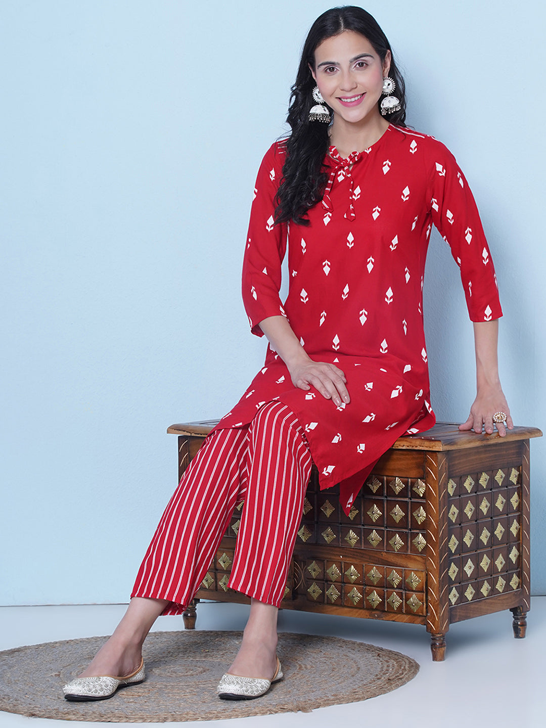 Kurti & Pant Set - Red
