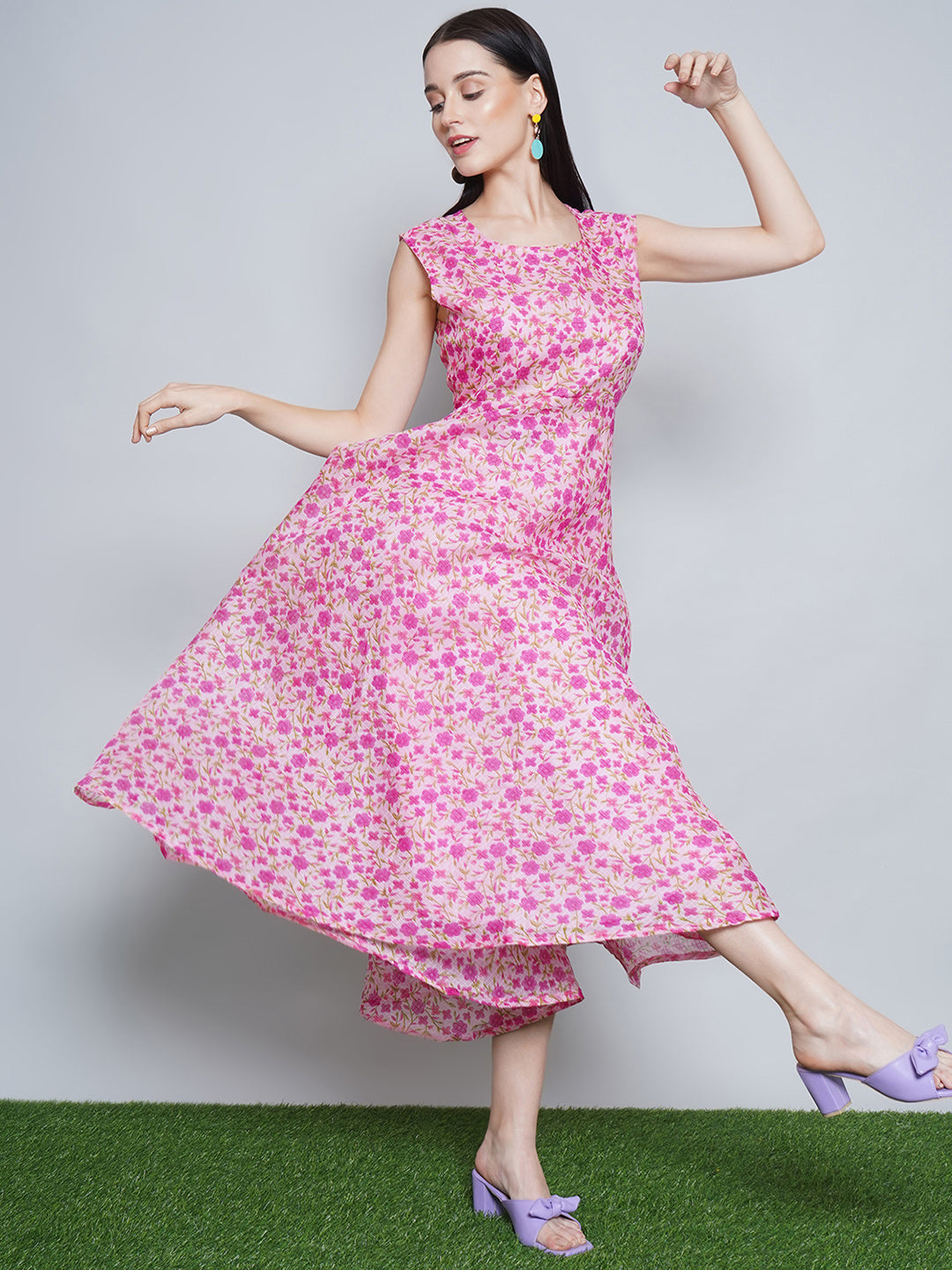 Floral Kota Doria Dress