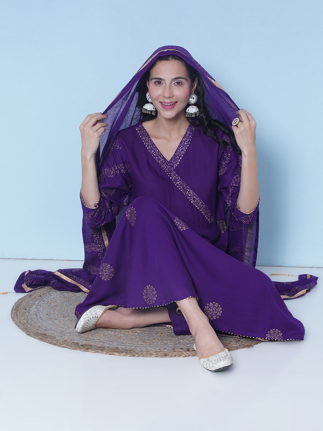 Angrakha Suit - Violet