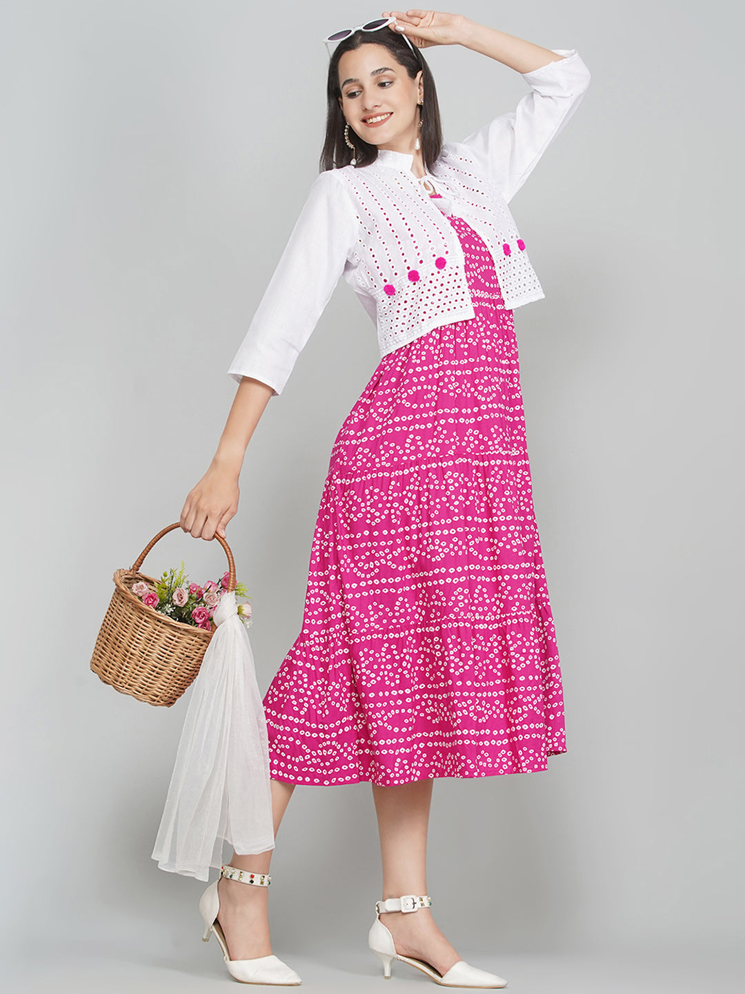 A-Line Dress with Jacket - Pink