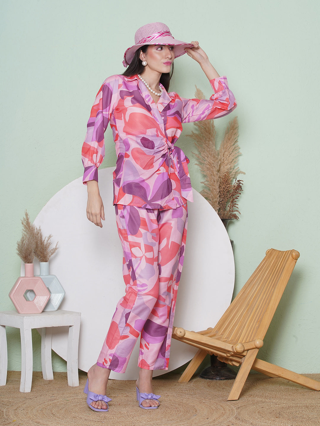 Muslin Digital Print Co-Ord Set - Pink