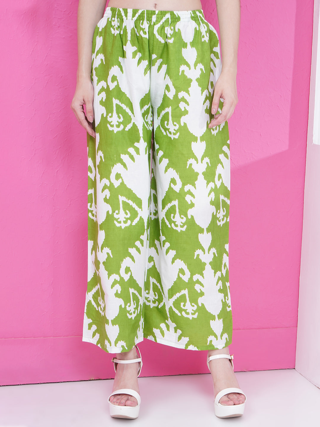Motifs Printed Cotton Co-ord Set - Green