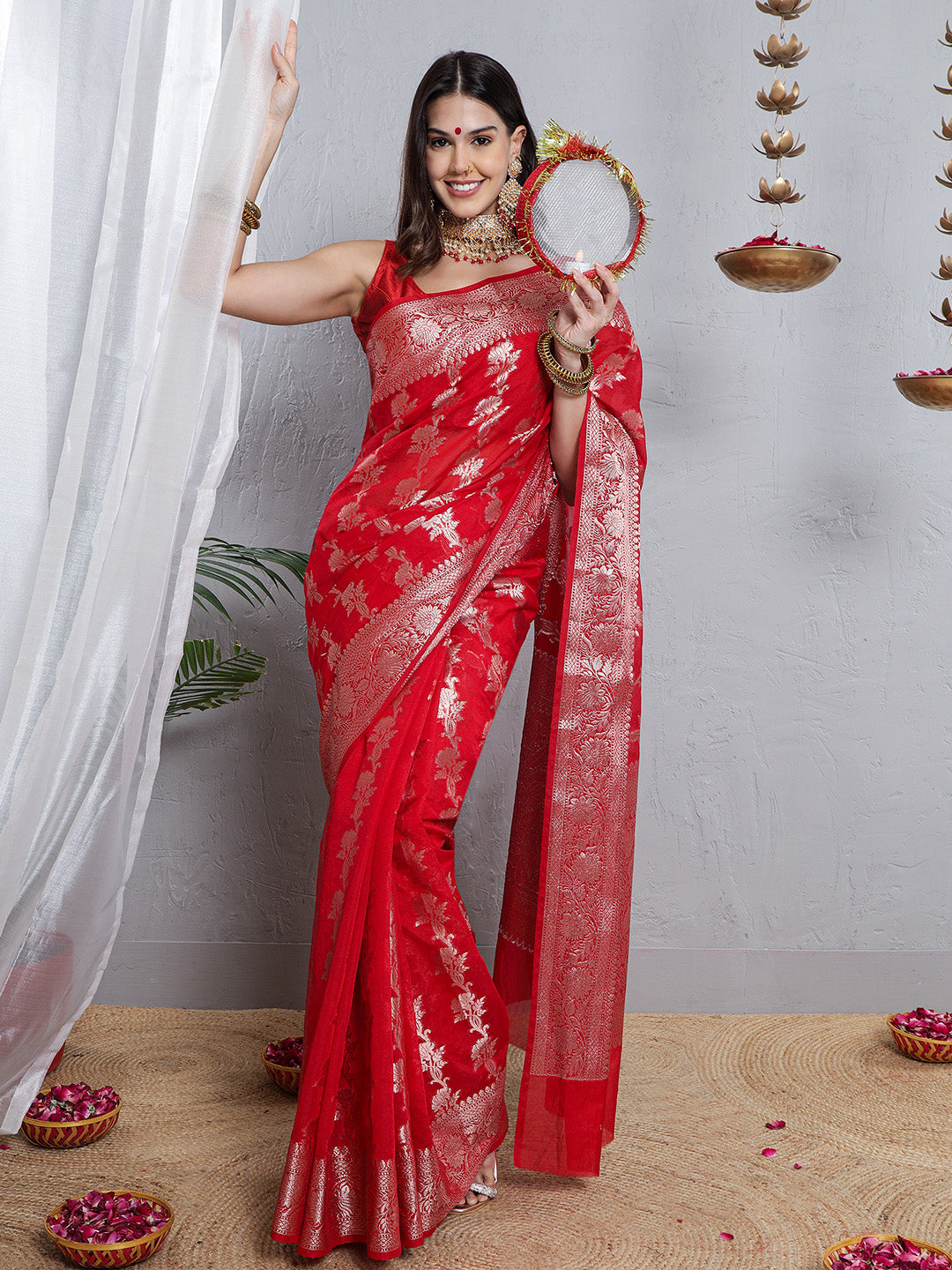 Banarasi Silk Heavy Zari Work - Red