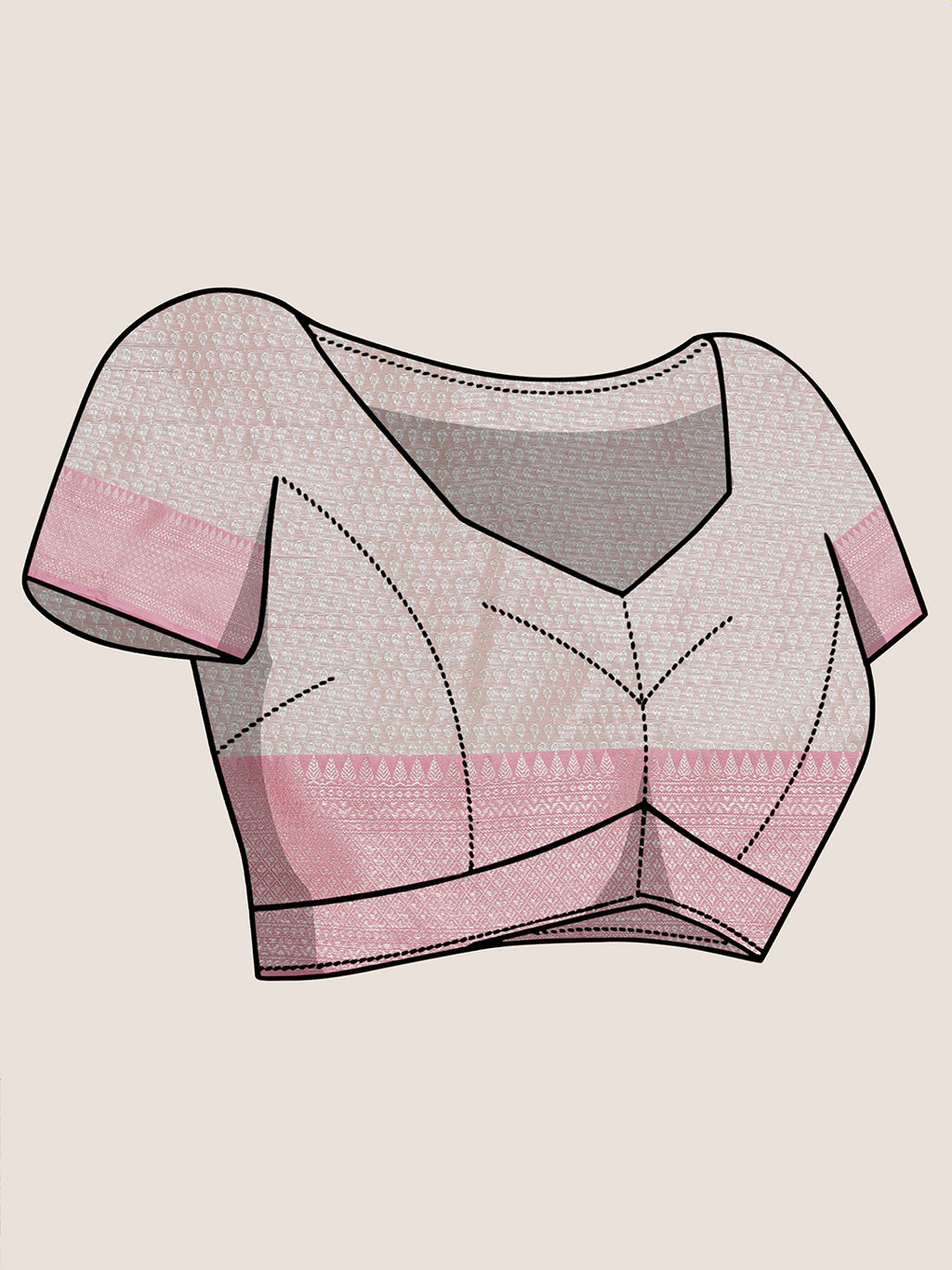 Banarasi Organza Floral Woven Saree - Soft Pink & Pastel Green