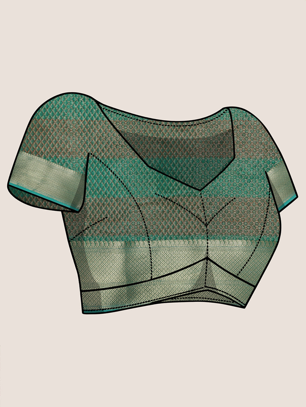 Banarasi Organza Saree with Golden Zari Border - Green