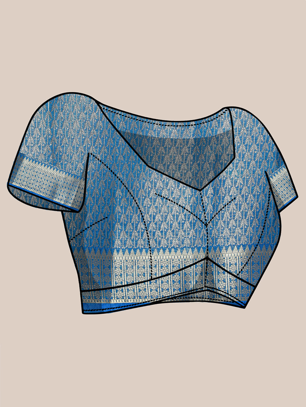 Banarasi Kota Silk Woven Skirt Body Saree - Red & Blue