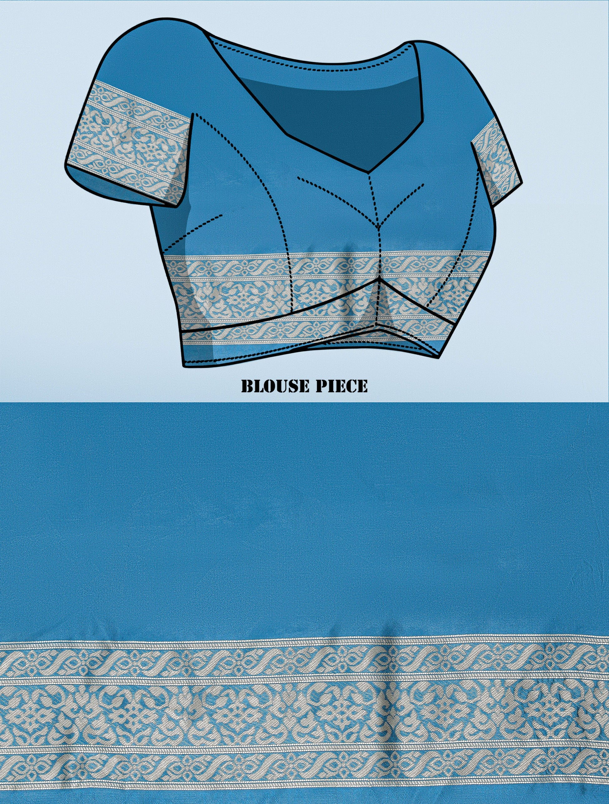 Brocade Silk Saree - Midnight Teal
