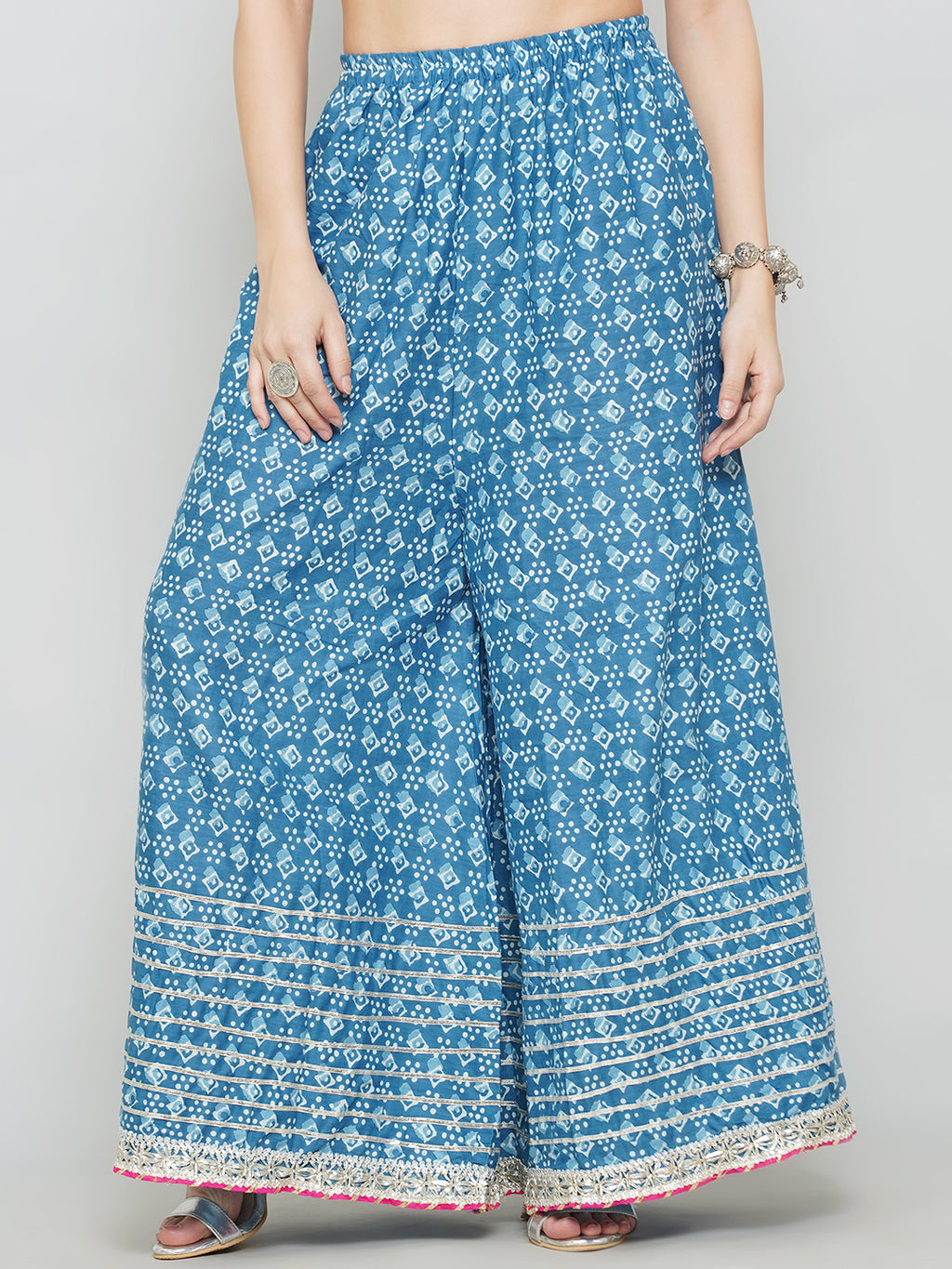 Angrakha Design Gota Patti Sharara Suit - Blue