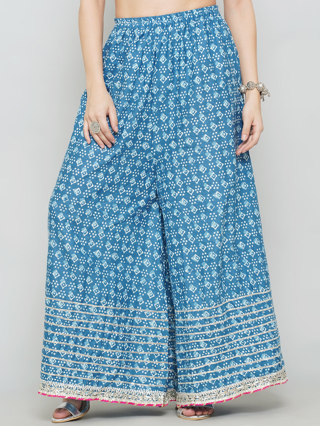 Angrakha Design Gota Patti Sharara Suit - Blue