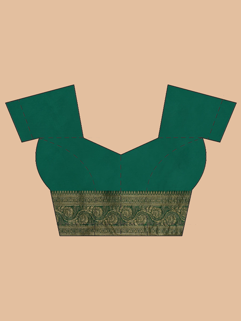 Banarasi Silk Jacquard Zari Kanjeevaram Saree - Peacock Green