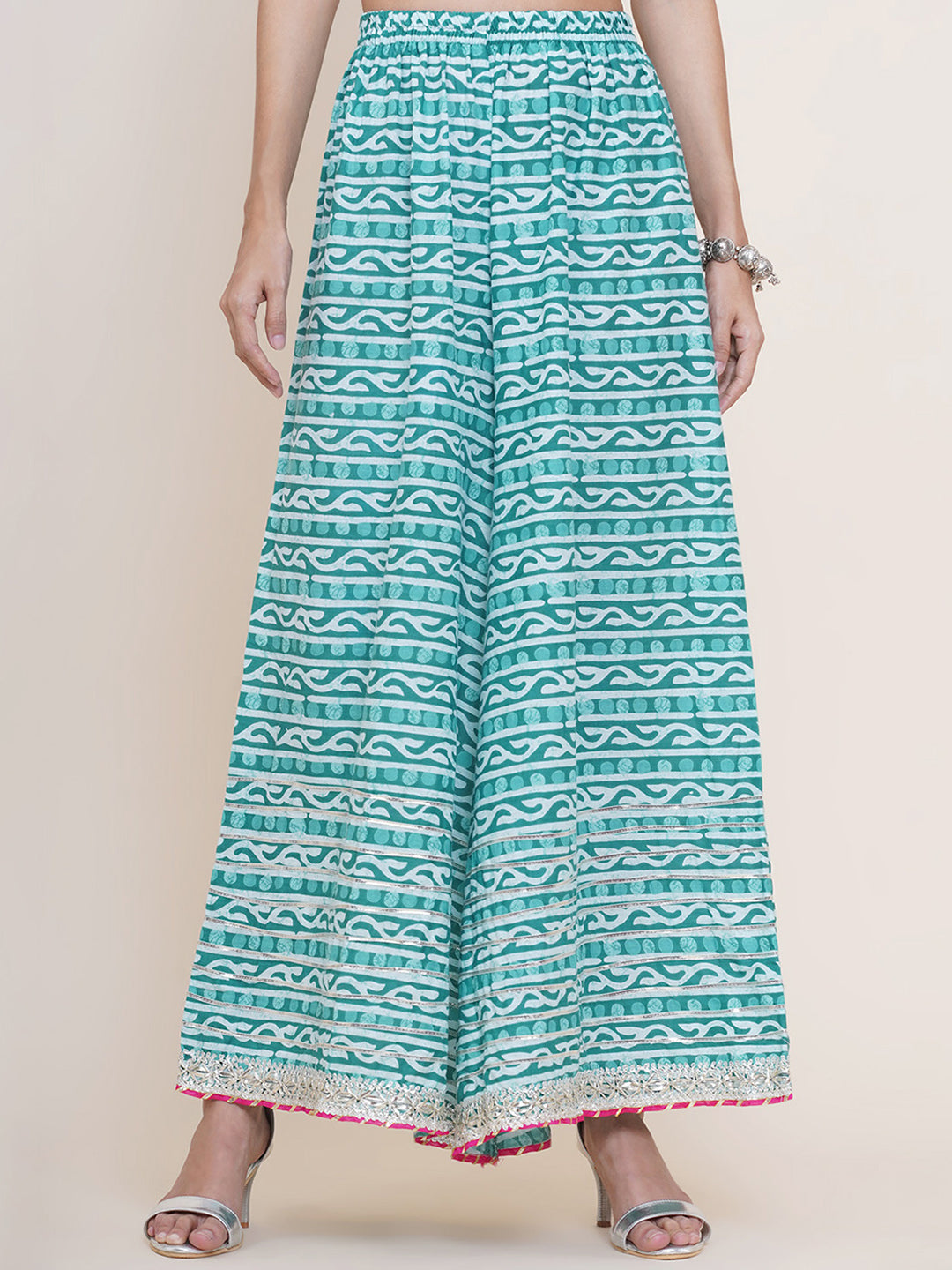 Angrakha Design Gota Patti Sharara Suit - Turquoise