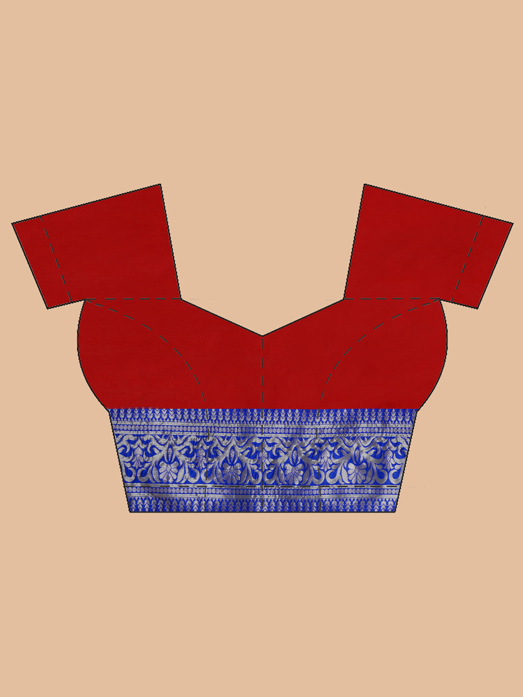 Silk Jacquard Zari Kanjeevaram Saree - Red & Blue