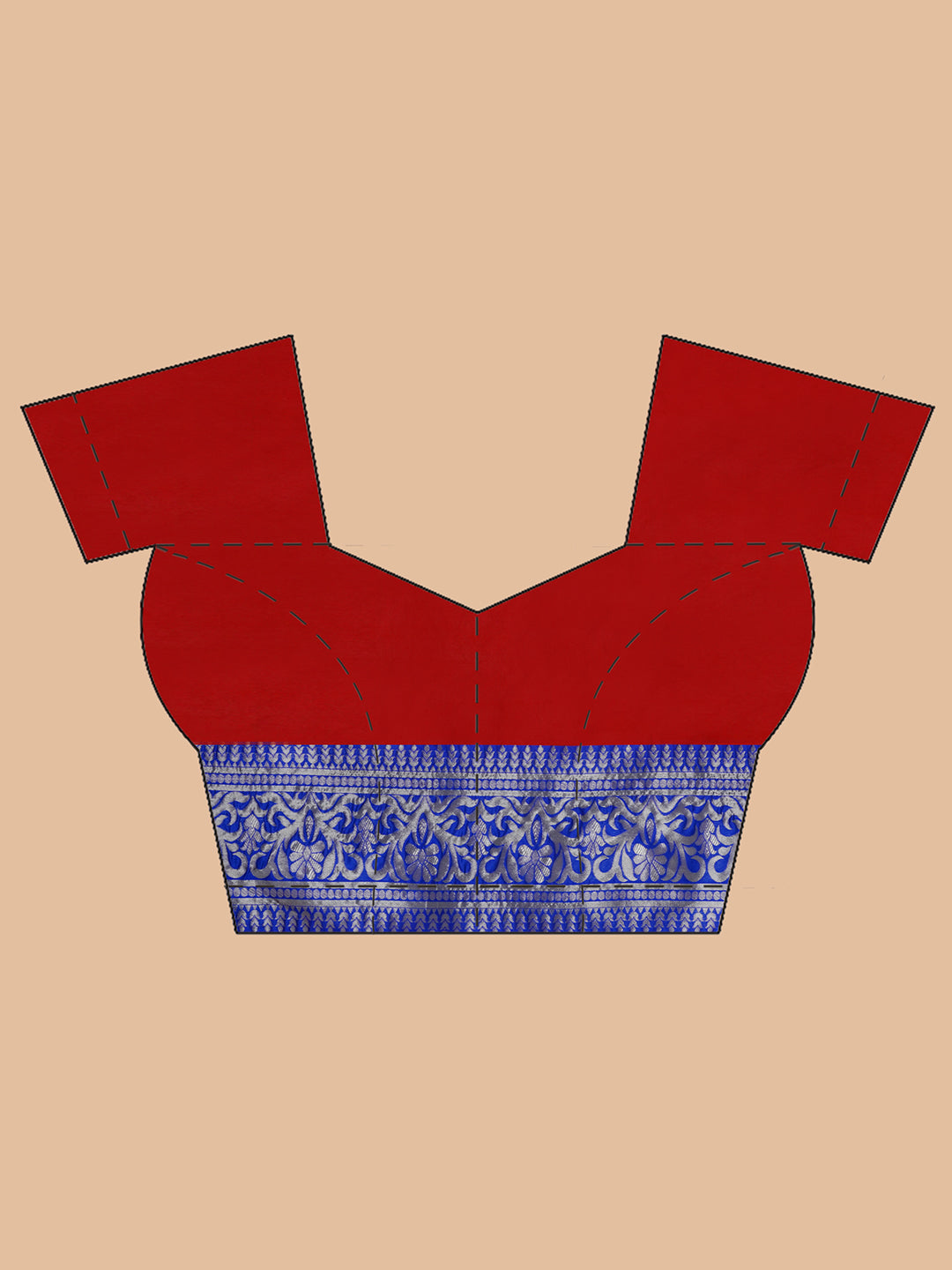 Silk Jacquard Zari Kanjeevaram Saree - Red & Blue