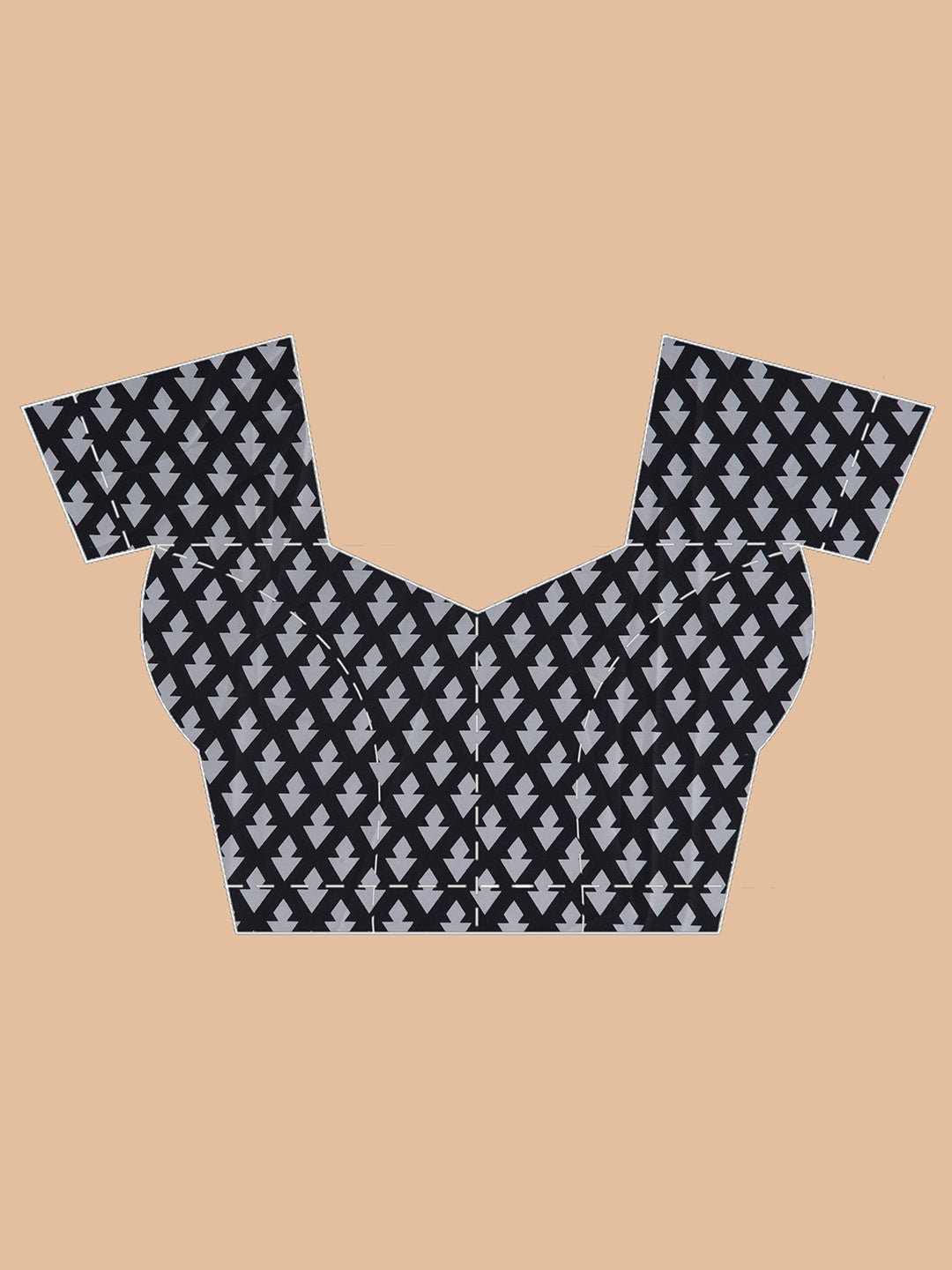Graphic Printed Crepe-Silk Saree - Grey & Black