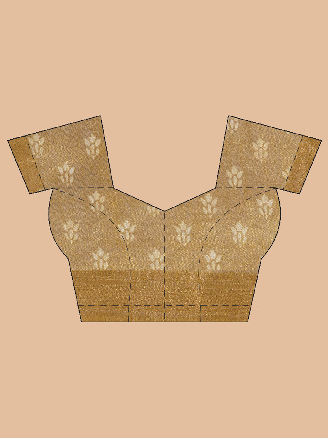 Cotton Silk Batik Print Saree - Gold