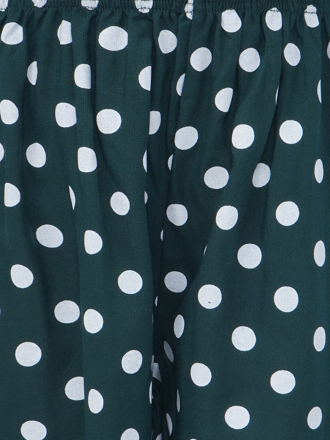 Girls Cotton Blend Polka Dot Co-Ord Set - Dark Green
