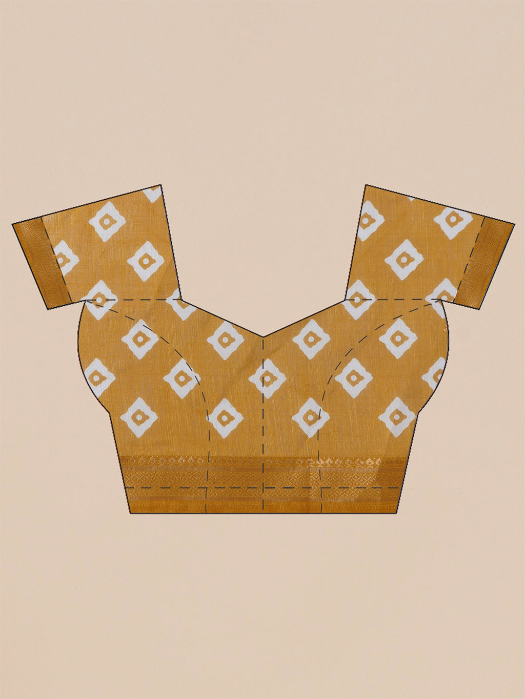Cotton Silk Chevron Pattern Saree - Mustard Yellow