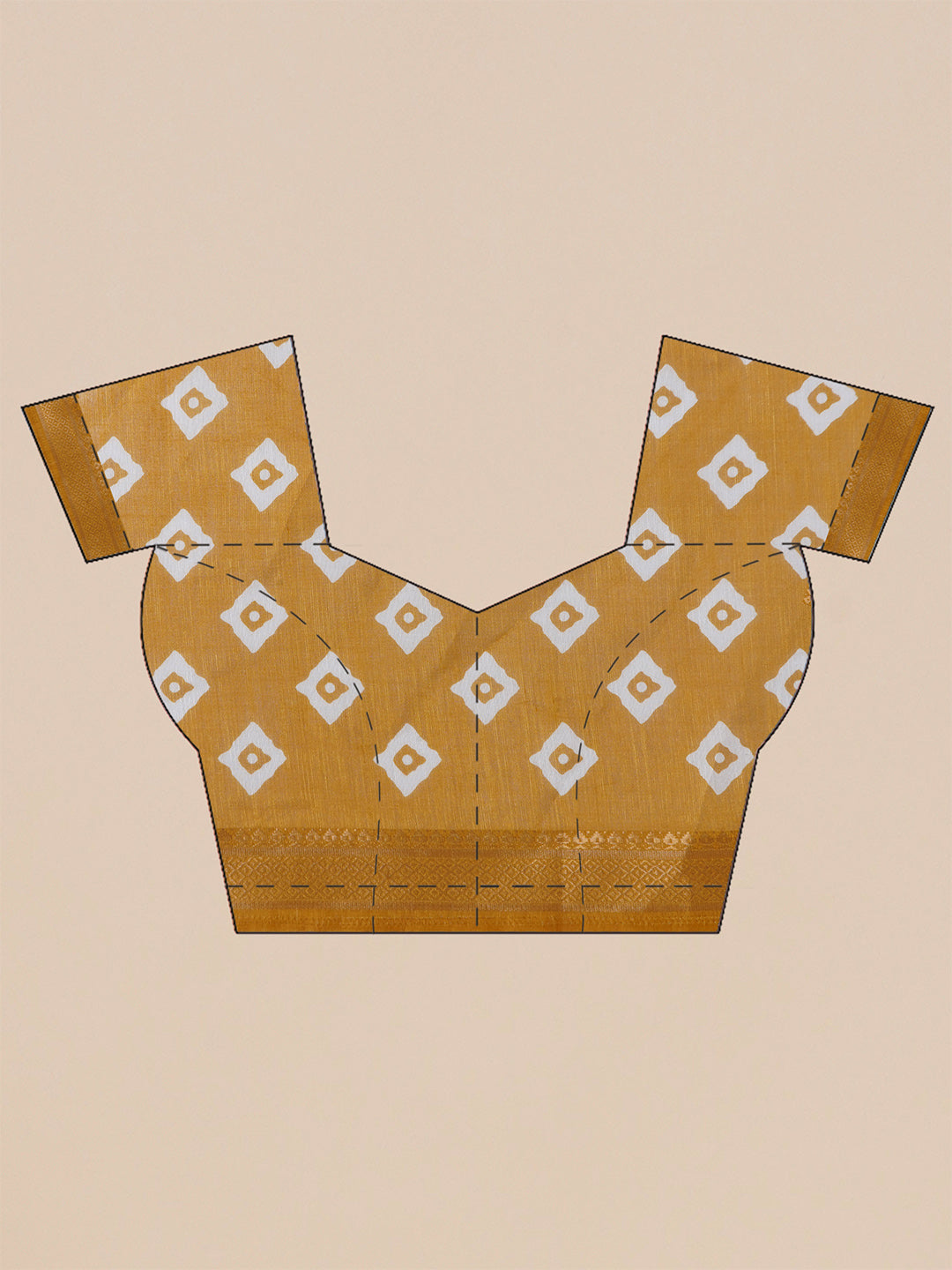 Cotton Silk Chevron Pattern Saree - Mustard Yellow