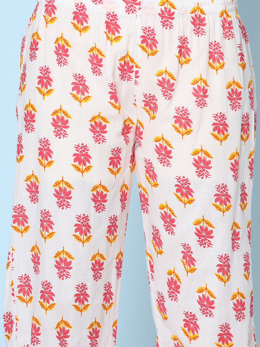 Printed Motif Kurti with Afghani Pant & Dupatta - Orange