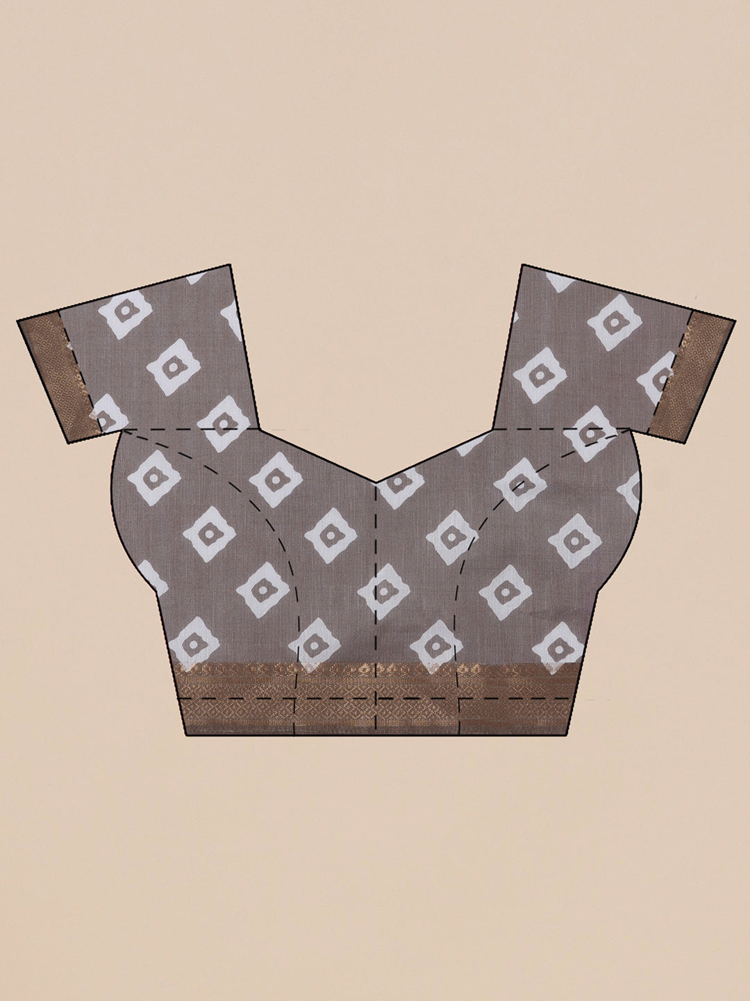 Cotton Silk Chevron Pattern Saree - Light Brown