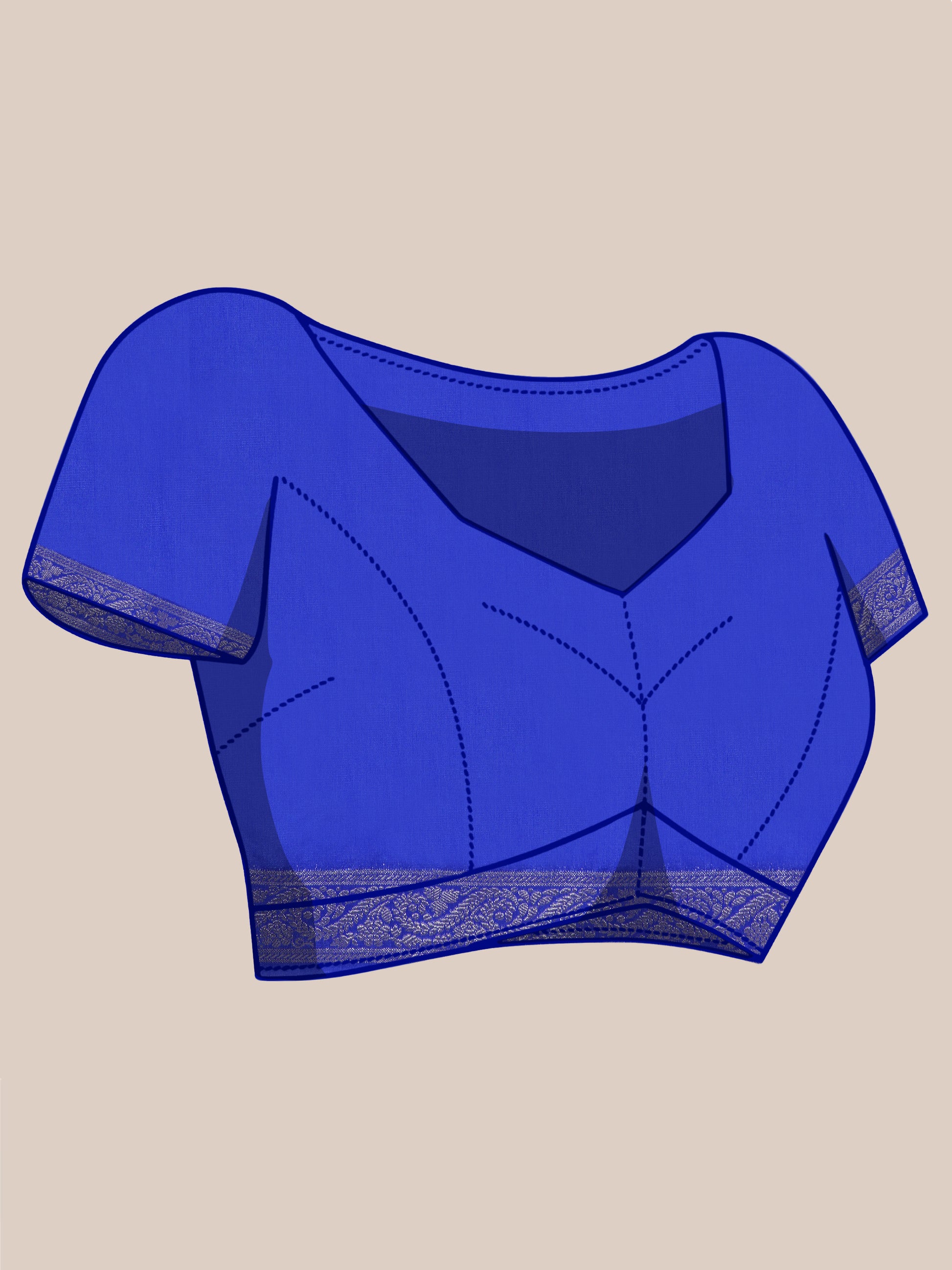 Banarasi Raw Silk With Zari Border - Deep Blue