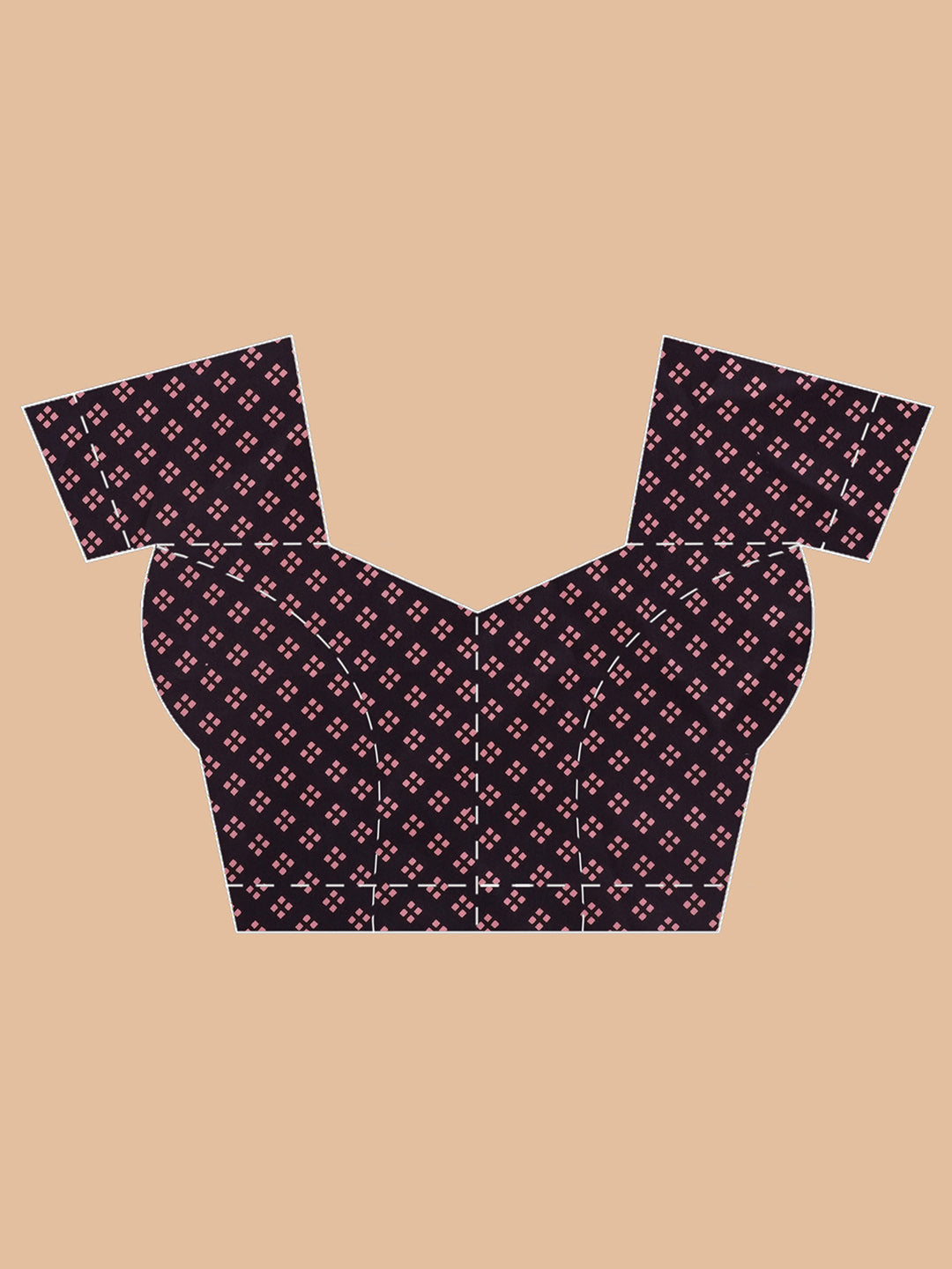 Graphic Printed Crepe-Silk Saree - Peach & Black