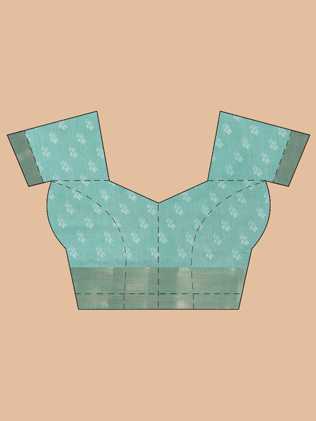 Cotton Silk Batik Print Saree - Cyan