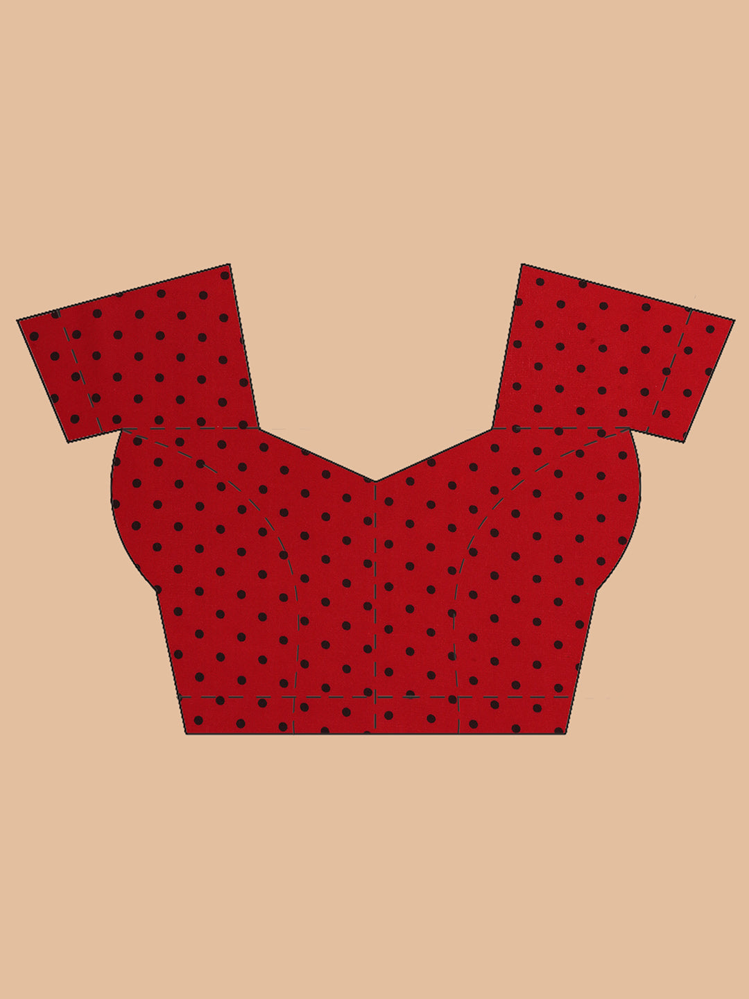 Graphic Printed Crepe-Silk Saree - Cream & Red