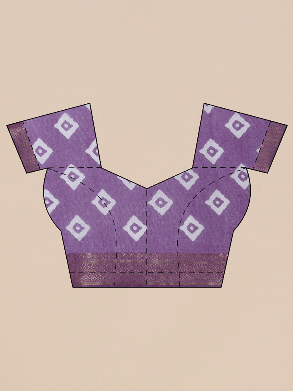 Cotton Silk Chevron Pattern Saree - Purple