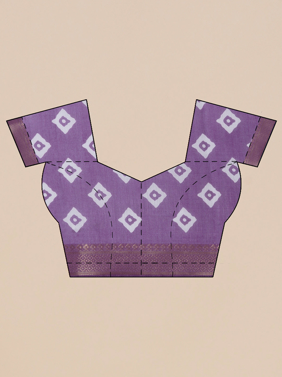 Cotton Silk Chevron Pattern Saree - Purple