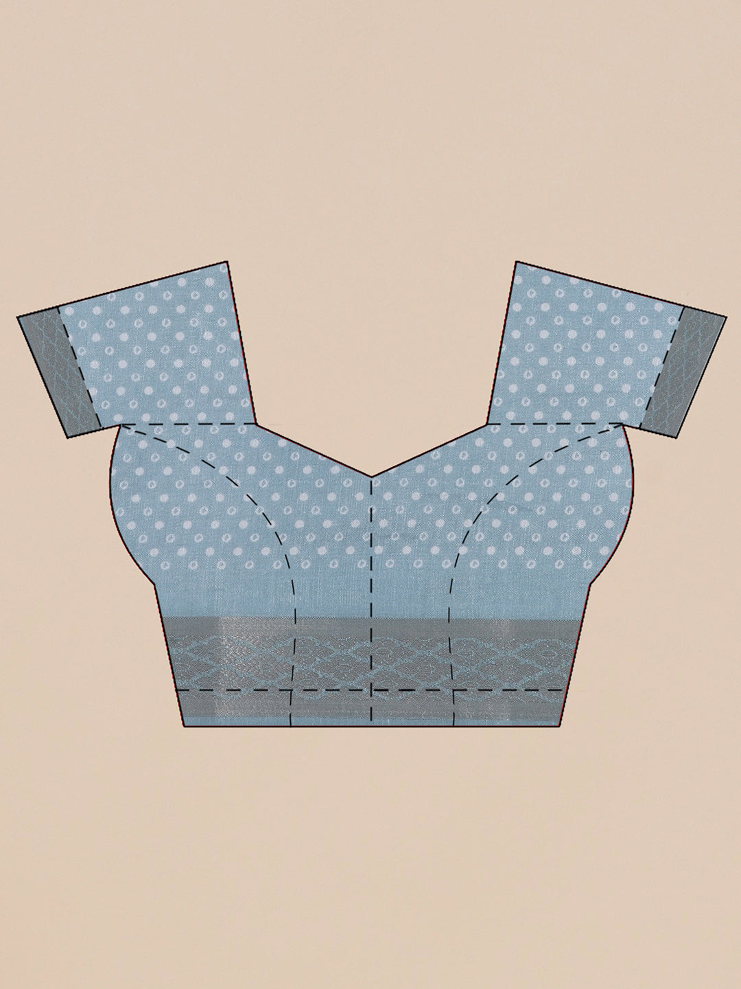 Cotton Silk Jacobean Pattern Saree - Pastel Blue