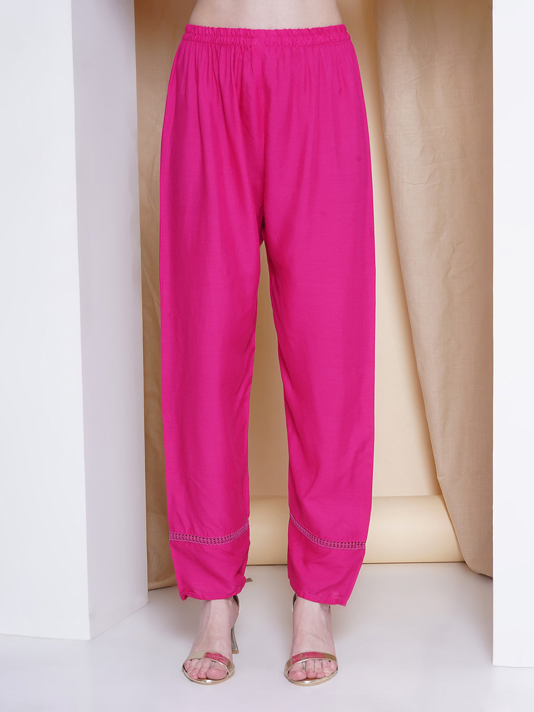 Rayon Co-ord Set - Magenta Pink
