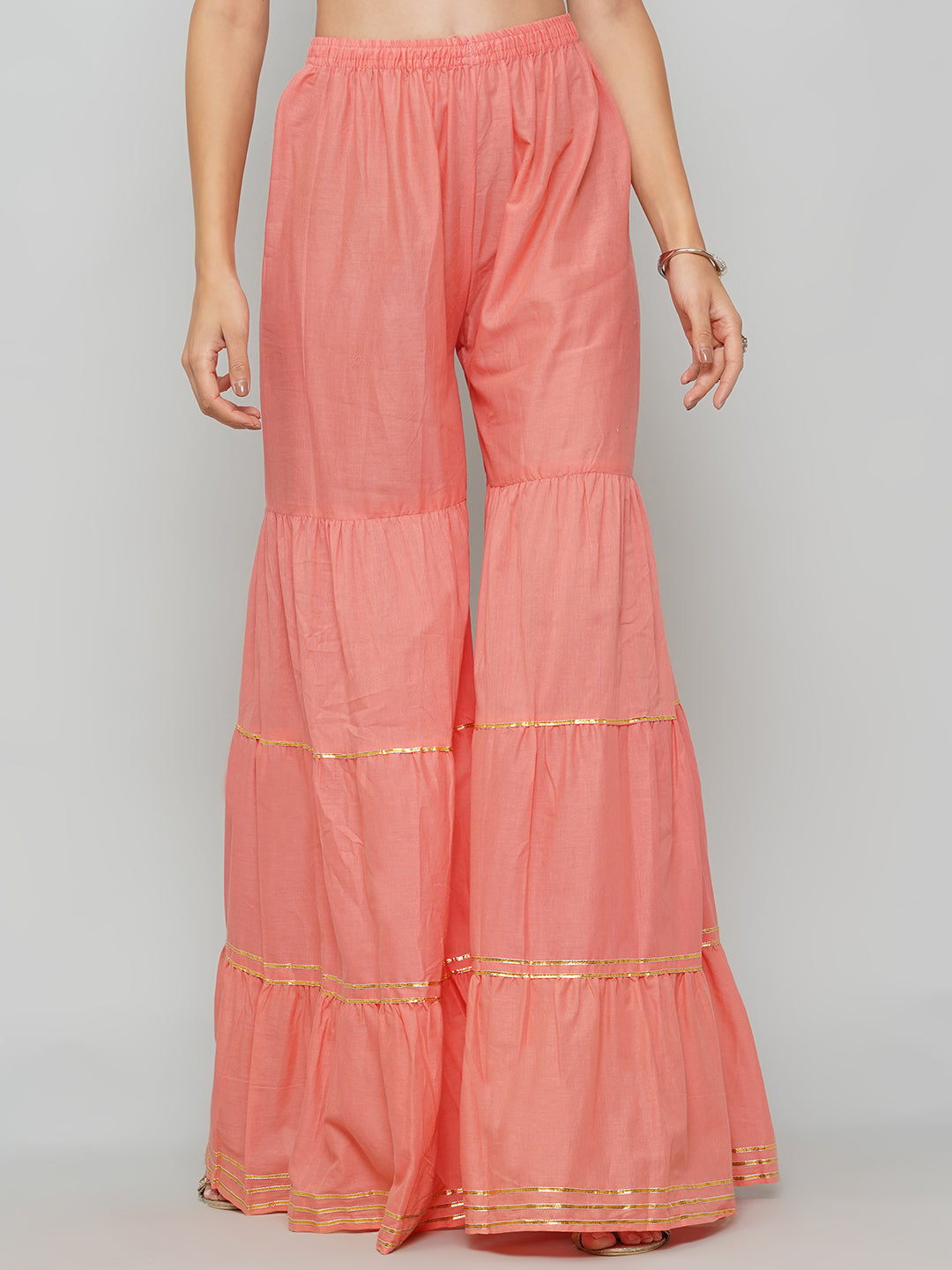 Gota Patti Sharara Suit Set - Yellow & Peach