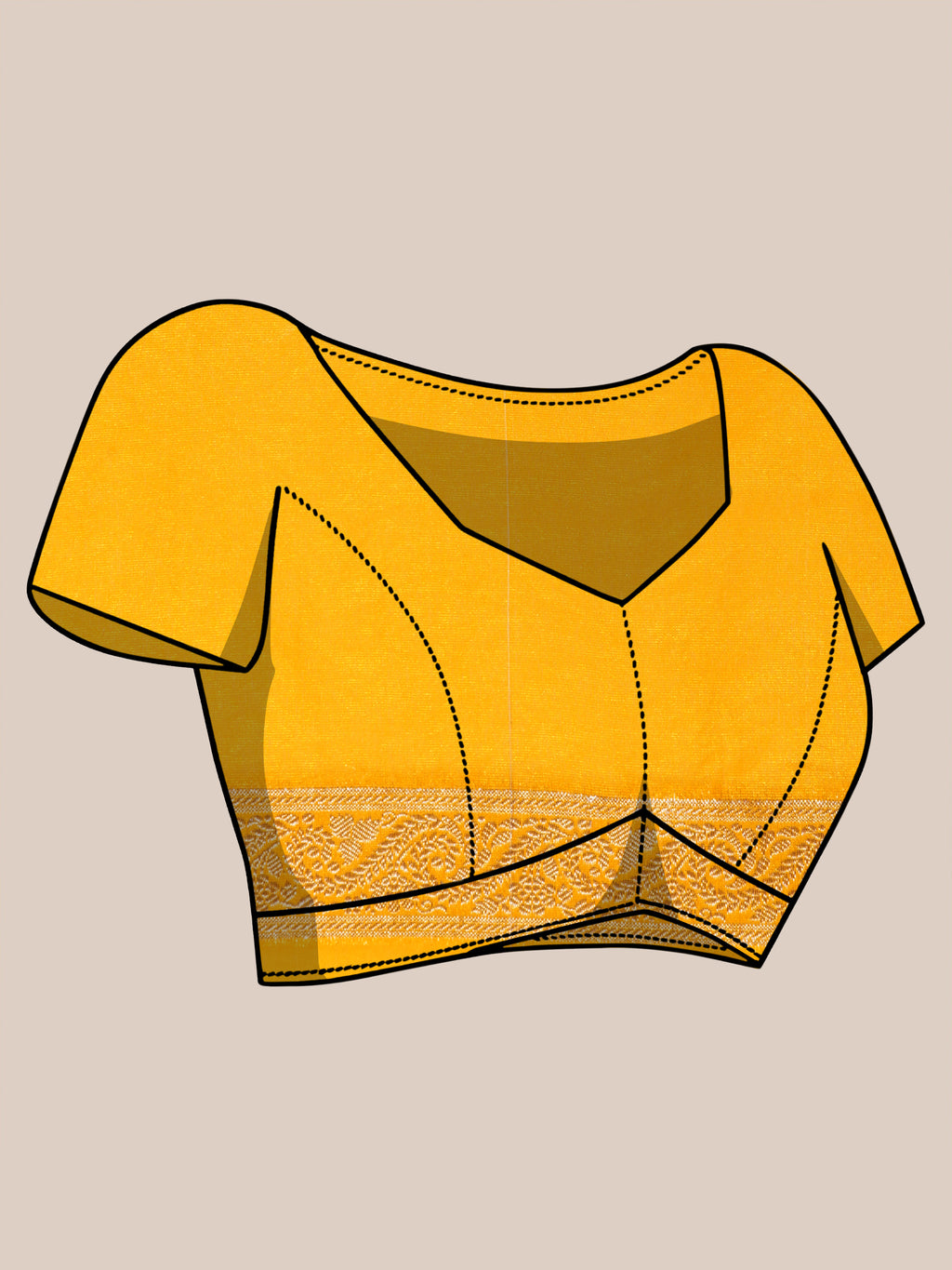 Banarasi Raw Silk With Zari Border - Mango Yellow