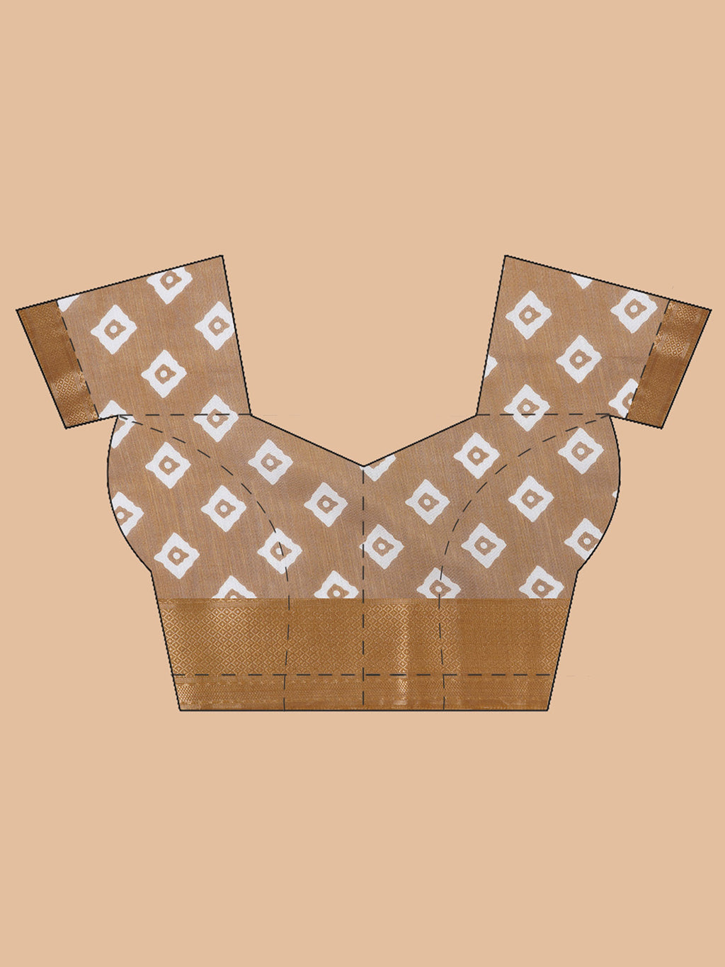 Cotton Silk Chevron Pattern Saree - Gold