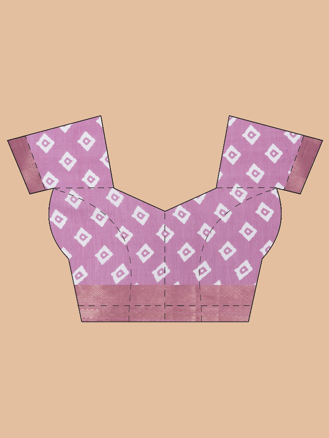Cotton Silk Chevron Pattern Saree - Pink